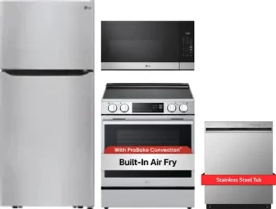 4 Piece Package Includes Refrigerator, Range, Microwave And Dishwasher