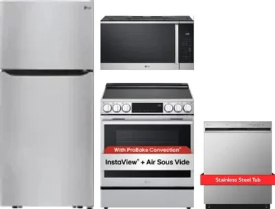 4 Piece Package Includes Refrigerator, Range, Microwave And Dishwasher