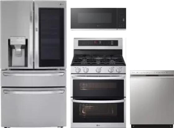 4 Piece Package Includes Refrigerator, Range, Microwave And Dishwasher