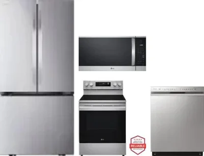 4 Piece Package Includes Refrigerator, Range, Microwave And Dishwasher