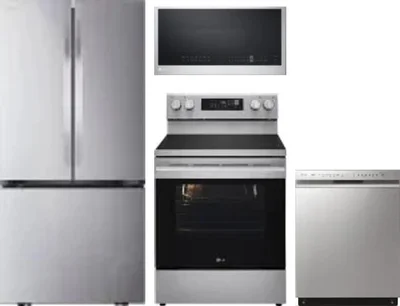 4 Piece Package Includes Refrigerator, Range, Microwave And Dishwasher