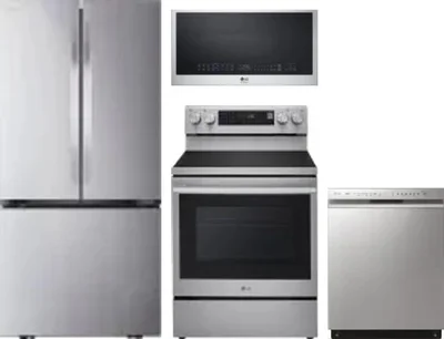 4 Piece Package Includes Refrigerator, Range, Microwave And Dishwasher