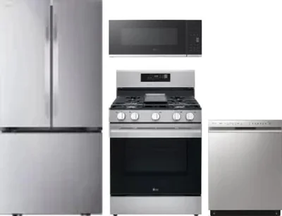 4 Piece Package Includes Refrigerator, Range, Microwave And Dishwasher