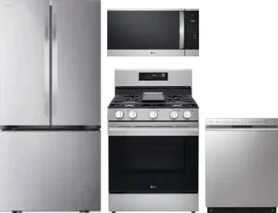 4 Piece Package Includes Refrigerator, Range, Microwave And Dishwasher