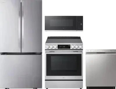 4 Piece Package Includes Refrigerator, Range, Microwave And Dishwasher