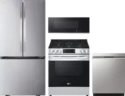 4 Piece Package Includes Refrigerator, Range, Microwave And Dishwasher