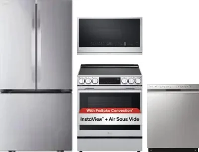 4 Piece Package Includes Refrigerator, Range, Microwave And Dishwasher