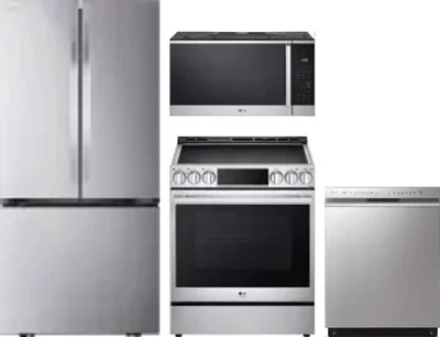 4 Piece Package Includes Refrigerator, Range, Microwave And Dishwasher