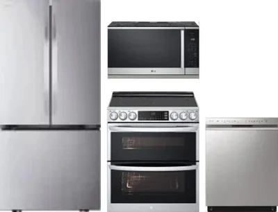 4 Piece Package Includes Refrigerator, Range, Microwave And Dishwasher