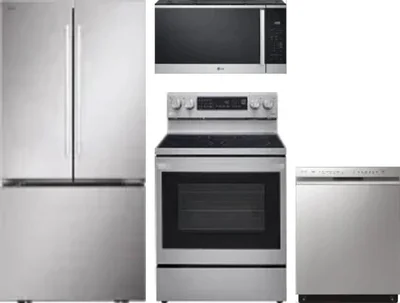 4 Piece Package Includes Refrigerator, Range, Microwave And Dishwasher