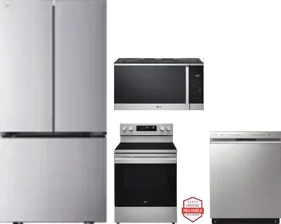 4 Piece Package Includes Refrigerator, Range, Microwave And Dishwasher
