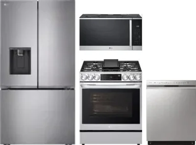 4 Piece Package Includes Refrigerator, Range, Microwave And Dishwasher