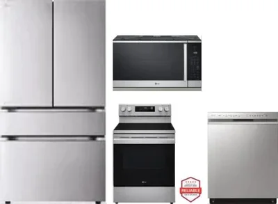 4 Piece Package Includes Refrigerator, Range, Microwave And Dishwasher