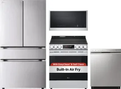 4 Piece Package Includes Refrigerator, Range, Microwave And Dishwasher