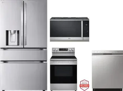 4 Piece Package Includes Refrigerator, Range, Microwave And Dishwasher