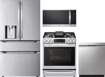4 Piece Package Includes Refrigerator, Range, Microwave And Dishwasher
