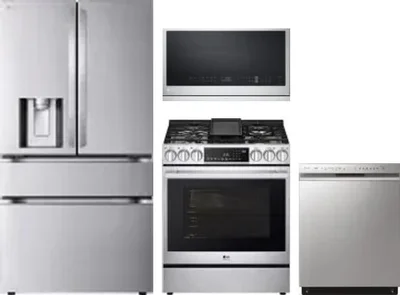 4 Piece Package Includes Refrigerator, Range, Microwave And Dishwasher