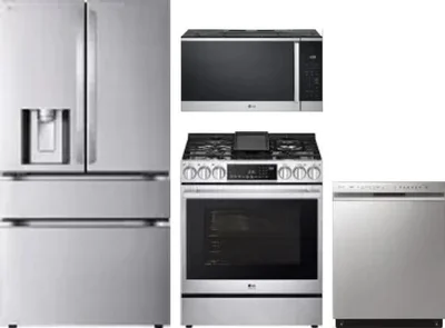 4 Piece Package Includes Refrigerator, Range, Microwave And Dishwasher