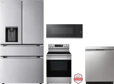 4 Piece Package Includes Refrigerator, Range, Microwave And Dishwasher