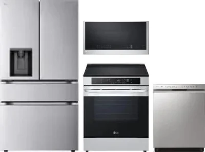 4 Piece Package Includes Refrigerator, Range, Microwave And Dishwasher