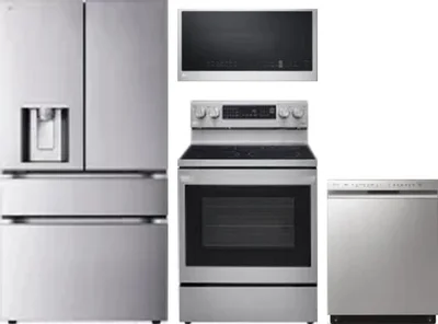 4 Piece Package Includes Refrigerator, Range, Microwave And Dishwasher