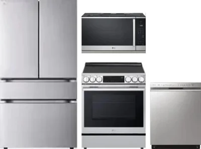 4 Piece Package Includes Refrigerator, Range, Microwave And Dishwasher
