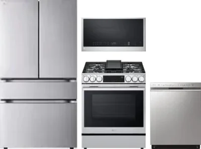 4 Piece Package Includes Refrigerator, Range, Microwave And Dishwasher