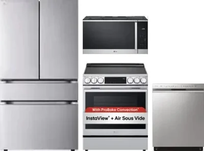 4 Piece Package Includes Refrigerator, Range, Microwave And Dishwasher