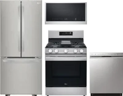4 Piece Package Includes Refrigerator, Range, Microwave And Dishwasher
