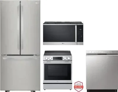 4 Piece Package Includes Refrigerator, Range, Microwave And Dishwasher