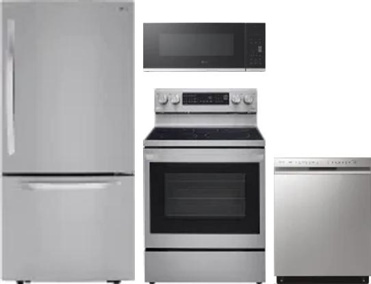 4 Piece Package Includes Refrigerator, Range, Microwave And Dishwasher