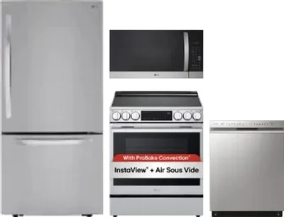 4 Piece Package Includes Refrigerator, Range, Microwave And Dishwasher