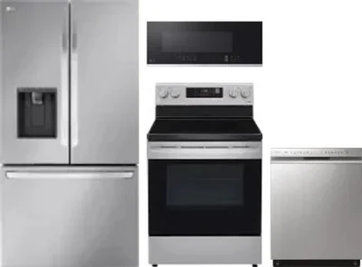 4 Piece Package Includes Refrigerator, Range, Microwave And Dishwasher