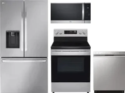 4 Piece Package Includes Refrigerator, Range, Microwave And Dishwasher