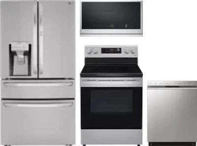 4 Piece Package Includes Refrigerator, Range, Microwave And Dishwasher