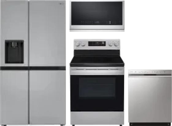 4 Piece Package Includes Refrigerator, Range, Microwave And Dishwasher