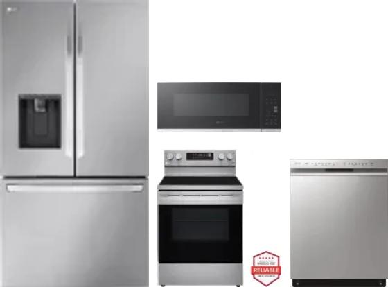 4 Piece Package Includes Refrigerator, Range, Microwave And Dishwasher