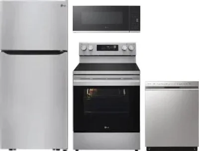 4 Piece Package Includes Refrigerator, Range, Microwave And Dishwasher