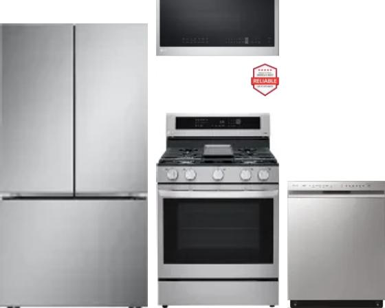 4 Piece Package Includes Refrigerator, Range, Microwave And Dishwasher