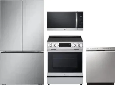 4 Piece Package Includes Refrigerator, Range, Microwave And Dishwasher