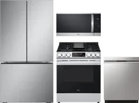 4 Piece Package Includes Refrigerator, Range, Microwave And Dishwasher