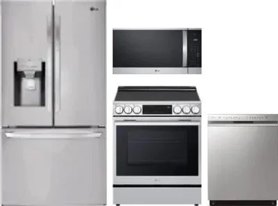 4 Piece Package Includes Refrigerator, Range, Microwave And Dishwasher