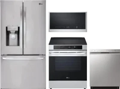 4 Piece Package Includes Refrigerator, Range, Microwave And Dishwasher