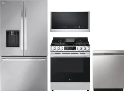 4 Piece Package Includes Refrigerator, Range, Microwave And Dishwasher