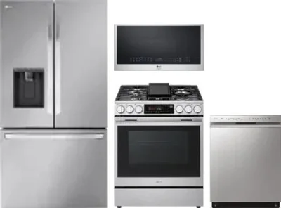 4 Piece Package Includes Refrigerator, Range, Microwave And Dishwasher
