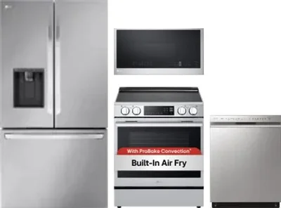 4 Piece Package Includes Refrigerator, Range, Microwave And Dishwasher