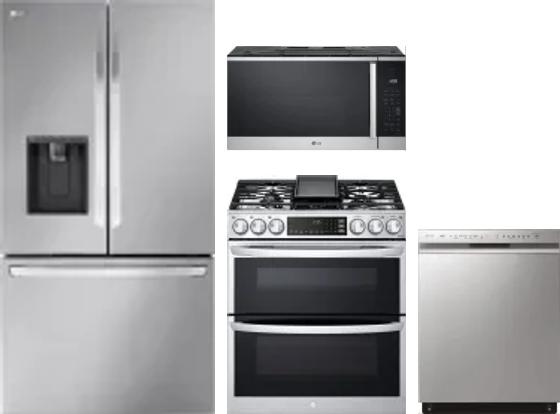 4 Piece Package Includes Refrigerator, Range, Microwave And Dishwasher
