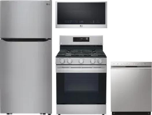 4 Piece Package Includes Refrigerator, Range, Microwave And Dishwasher