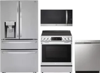 4 Piece Package Includes Refrigerator, Range, Microwave And Dishwasher