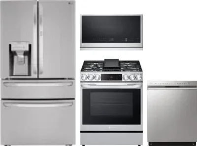 4 Piece Package Includes Refrigerator, Range, Microwave And Dishwasher